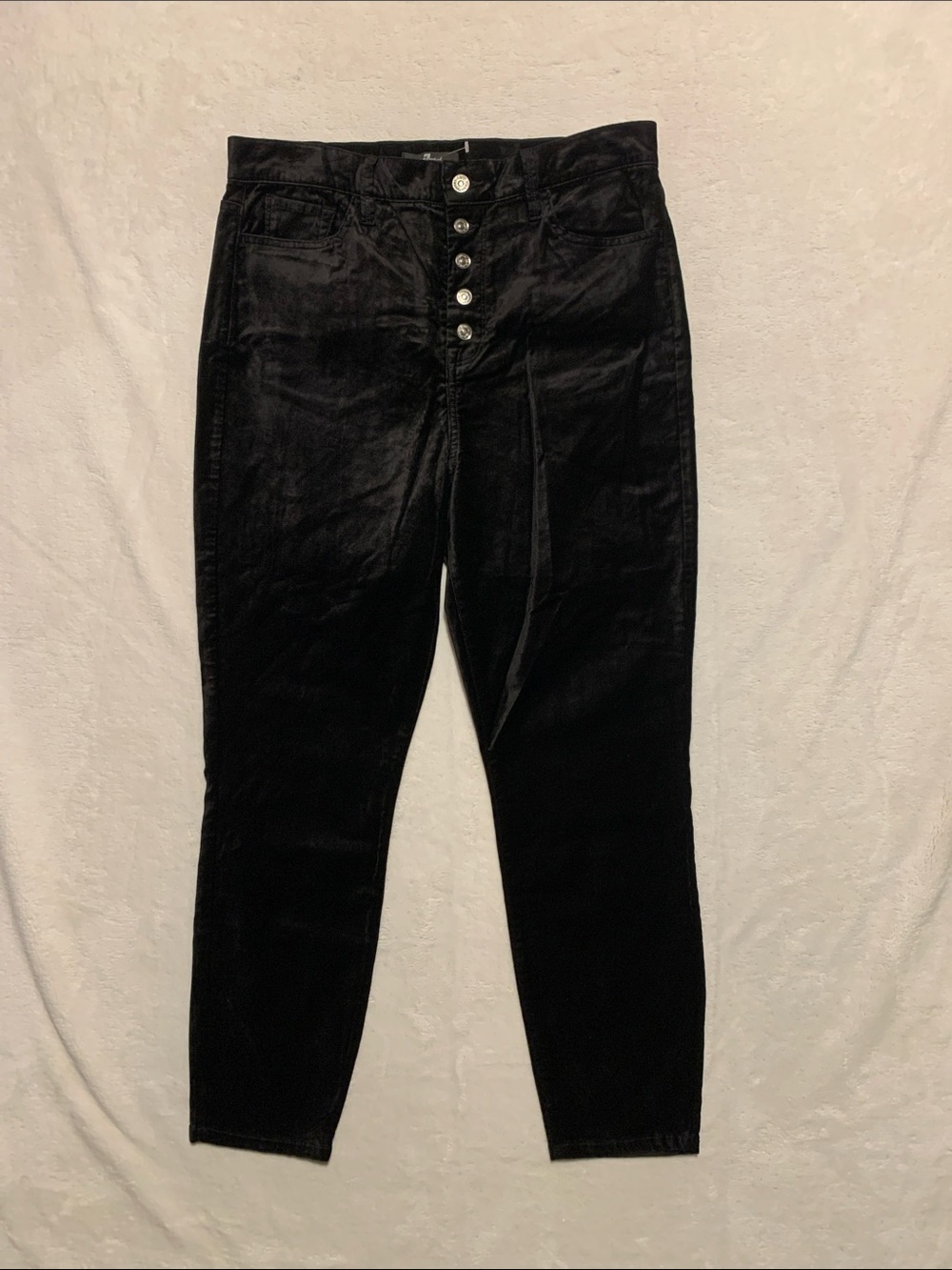 7 For All Mankind black Velvet button fly  Pants Size 32 High Rise